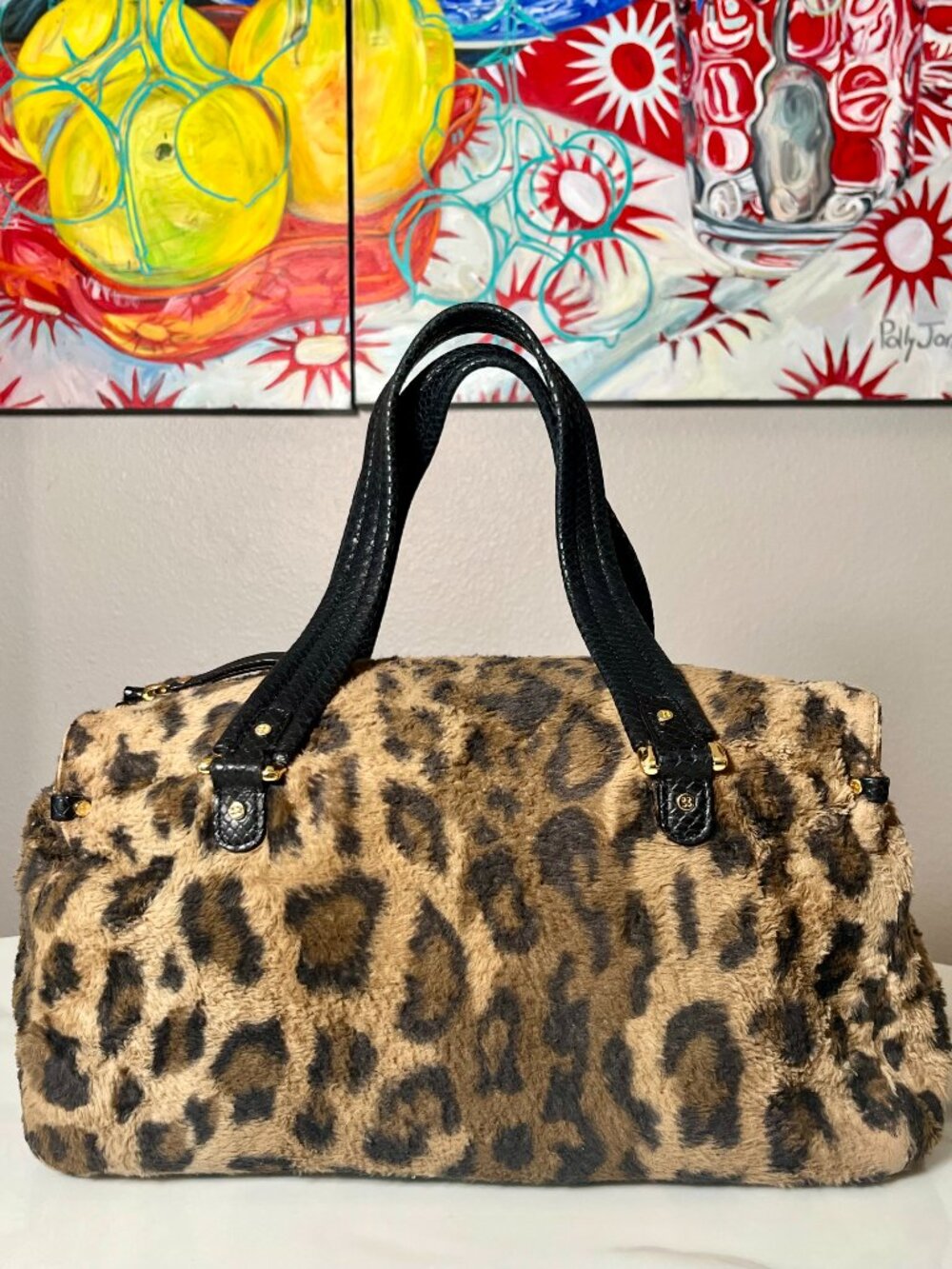 Kate Spade New York Leopard Faux Fur Satchel Bowler Bag